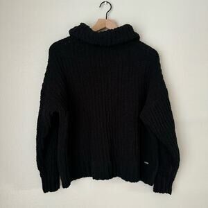 Hollister Womens Black Knit Sweater Turtleneck Pullover Blouse Office Size Small